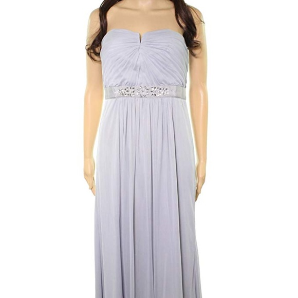 NWT Adrianna Papell Gray Beaded Strapless Gown - Picture 3 of 7